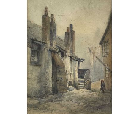 Claude Hamilton ROWBOTHAM (1864-1949)A Cornish StreetWatercolourSigned and dated 190836.5x27cm Condition report: This artwork