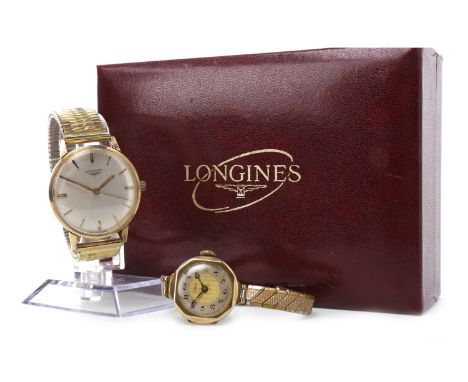 GENTLEMAN'S LONGINES NINE CARAT GOLD MANUAL WIND WRIST WATCH originally purchased 1966 form papers, the round silver coloured