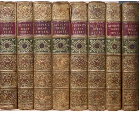 Gibbon, Edward - The History and Decline of the Roman Empire, 8 vols, 8vo, tree calf, with portrait and 3 folding maps, Londo