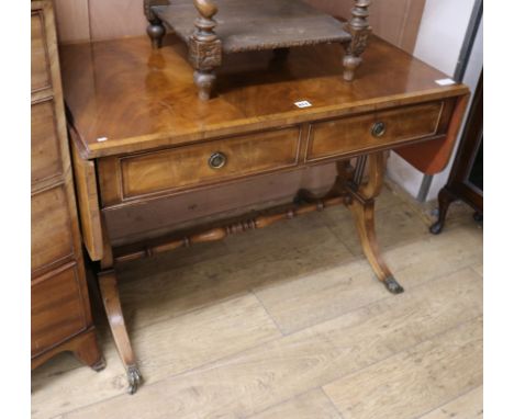 A Regency style banded mahogany sofa table W.96cm