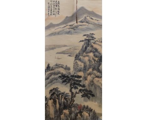 A Chinese landscape scroll painting