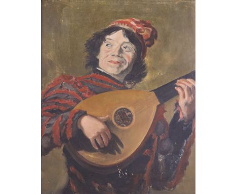 After Franz Hals, oil on panel, Portrait of a Minstrel, 26 x 21cm