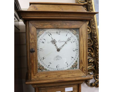 A pine thirty hour longcase clock, signed Stephen Grundwell, Frant, W.47cm