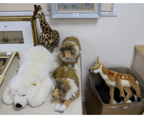 A Steiff polar bear, a collection of Kosen soft toys etc