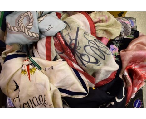 Lady's Accessories - silk scarves including Liberty, Christian Dior, Jacqmar, 1940s parachute silk, vintage rally, sketchbook