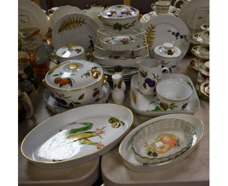 Ceramics - Royal Worcester Evesham table ware to include  baking and serving dishes, covered tureens, dinner plates, jugs etc