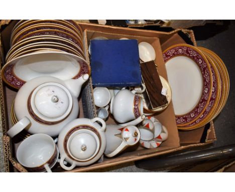 A Bavarian Art Deco coffee set; a Japanese export eggshell tea set for four; a porcelain dinner and tea set, comprising teapo