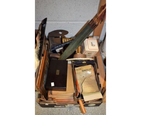 Boxes and Objects - a geometry set, wooden case; a ceramic Calibri table lighter; a Mansfield and Sutton Co-operative society
