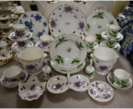 Ceramics - a Hammersley Lily Of The Valley pattern part dinner and tea set, comprising dinner plates, salad plates, teacups a