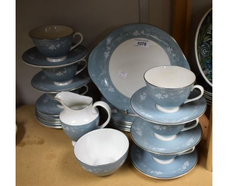 A Royal Doulton Reflections pattern six setting tea service, inc sandwich plate, side plates, cups, saucers etc 