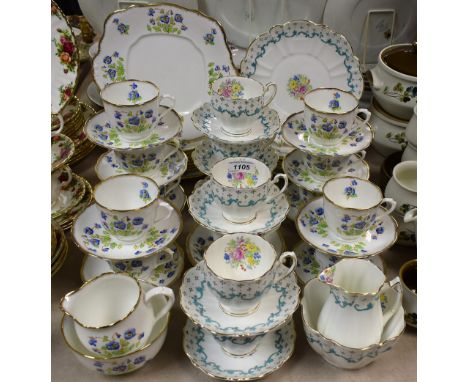 Ceramics - a Victoria tea set for six comprising sandwich plates, side plates, cream jug, sugar bowl, cups and saucers; anoth