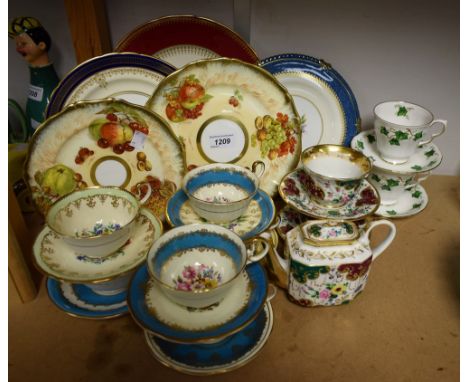 Ceramics - an Aynsley floral pattern cabinet cup and saucer; other cabinet cups and saucers; others, cabinet plates including