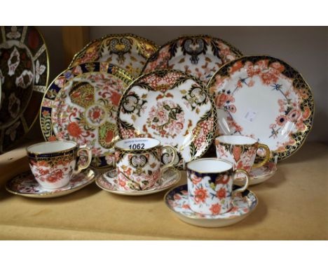 A Royal Crown Derby 383 pattern coffee can, saucer and side plate; other cups, saucers and plates including 5852, 2712; etc