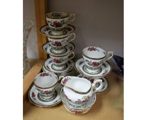 A Paragon Tree of Kashmir pattern tea set for six, comprising cups, saucers, side plates, sugar bowl, cream jug