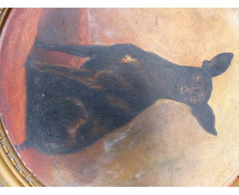 TWO LATE 19TH.C.WATCOMBE POTTERY PLATES WITH PAINTED DECORATION, A PORTRAIT OF A HORSE AND ANOTHER OF A DOG.  D.21cms.