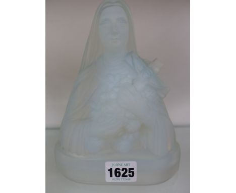 AN ETLING OPALESCENT MOULDED GLASS BUST PORTRAIT OF THE MADONNA. H.19cms