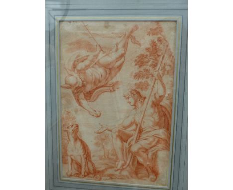AN OLD MASTER DRAWING OF ALLEGORICAL FIGURES.  36x24cms.