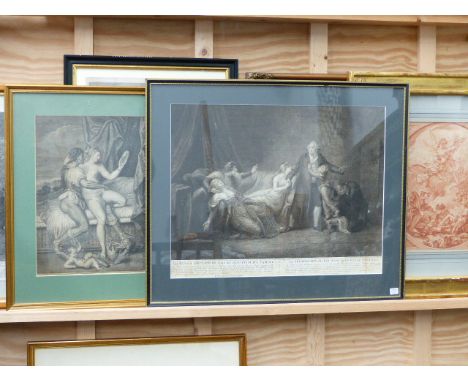 SIX VARIOUS FRAMED OLD MASTER PRINTS TO INCLUDE LANDSCAPES AND FIGURAL SUBJECTS.