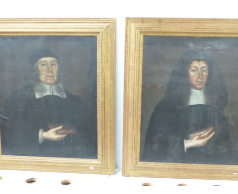 TWO OLD MASTER PORTRAITS OF CLERICS, OIL ON CANVAS.  75x62cms.