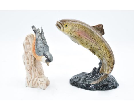 Beswick model of a Trout 1032 together with a Goebel Nuthatch CV84 (2). Both are in good condition but do have slight damage.