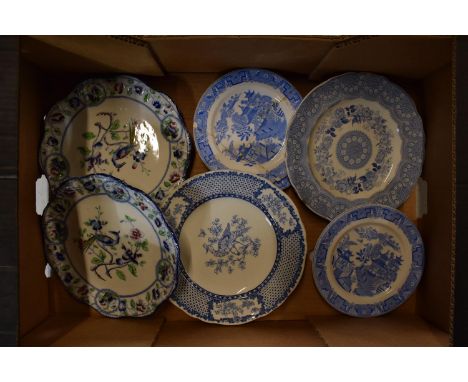 A collection of 19th century plates to consist of mainly blue and white to include various makes such as Cauldon, Royal Worce