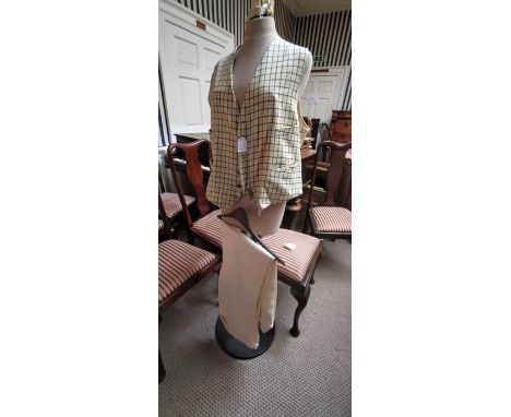 A gentleman's mustard and deep blue checked waistcoat with copper buttons by Swallow 1930/40s (2 small holes in garment). A p