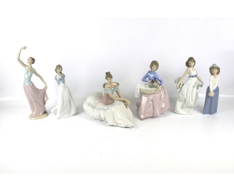 A collection of six assorted Nao china figures of woman. Including 'Truly in love' #1450 C14700, all with original boxes. Max