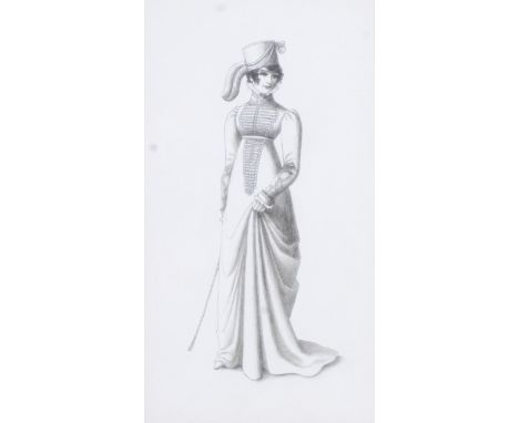 Arthur Barbosa (1908-1995), Portrait of a Lady, pencil. 12.5cm x 22.5cm exc. frame 