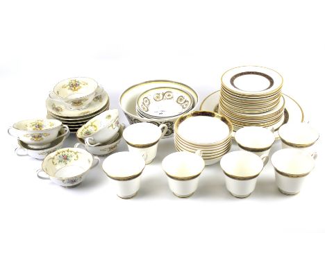 A Royal Doulton part tea and dinner service in the 'Harlow' pattern and a Noritake part tea service. The Noritake service dec