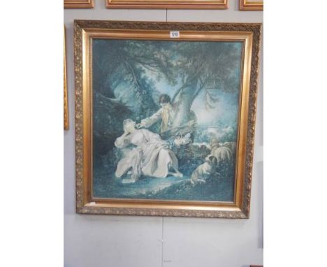 A large gilt famed 20th century print in the style of an old Masters. COLLECT ONLY