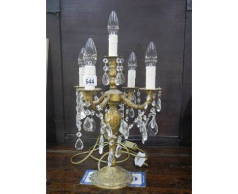 A gilded chandelier style table lamp, COLLECT ONLY.