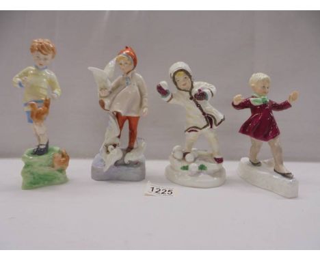 Four Royal Worcester Months of the Year figurines - October, November, December, January.