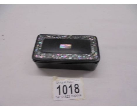A Victorian lacquered and mother of pearl box.