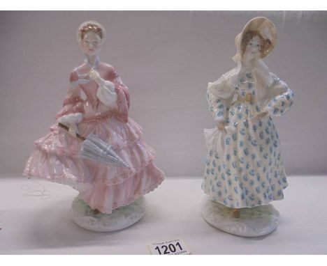 Two&nbsp;Royal Worcester Victoria &amp; Albert Museum 'Walking Out Dresses of 19th century' series, 1855 The Crinoline and 18