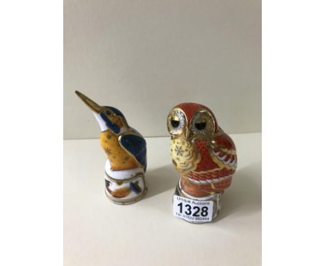 2 Royal Worcester Candle  Snuffers, Barn Owl and Kingfisher 