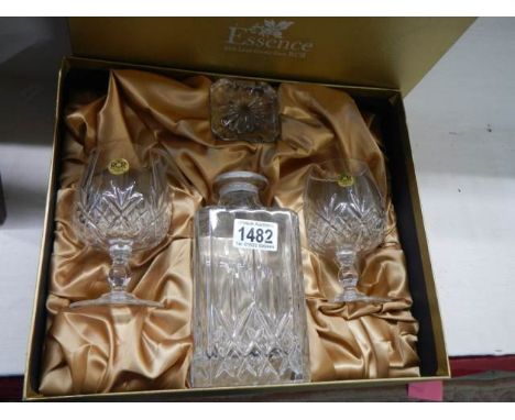 A vintage boxed Essence 24% lead crystal RCR decanter set. COLLECT ONLY.