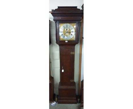A Victorian Grandfather clock, 30 hour but with 8 day face, marked Ridley Leigh, complete but needs servicing, Hood A/F COLLE