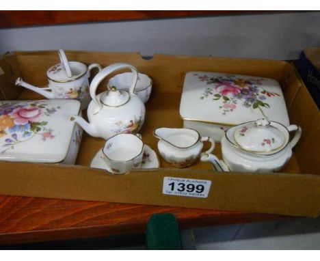 A quantity of Royal Crown Derby miniatures including two trinket boxes.