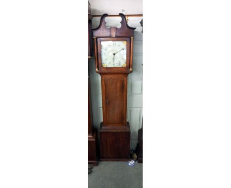A late Victorian oak cased 30 hour painted face Grandfather clock marked K Holt, Newark.&nbsp; Face needs touching up, comple