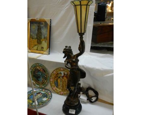 A bronze effect figural table lamp, COLLECT ONLY.