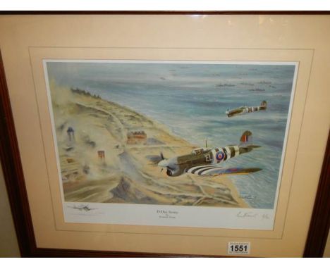 Kenneth Grant (20th&nbsp;C) A pencil signed &amp; numbered limited edition print 16/300 of a WW2 scene depicting Spitfires en