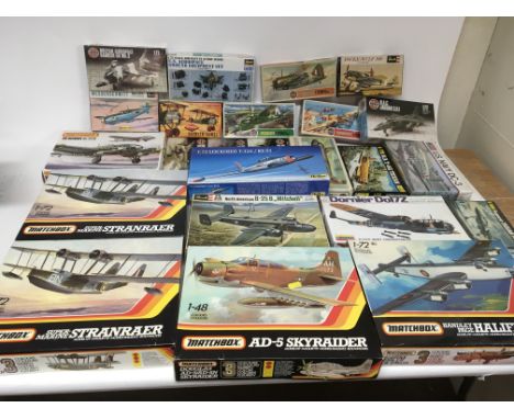 A collection Aircraft model kits including Matchbox, Airfix, Heller Etc