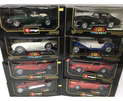 A collection of Burago cars 1/18 scale