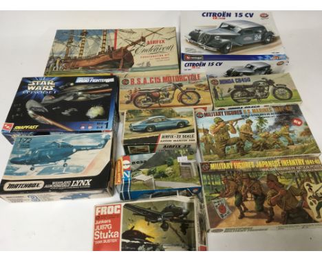 A box of mainly Airfix model kits
