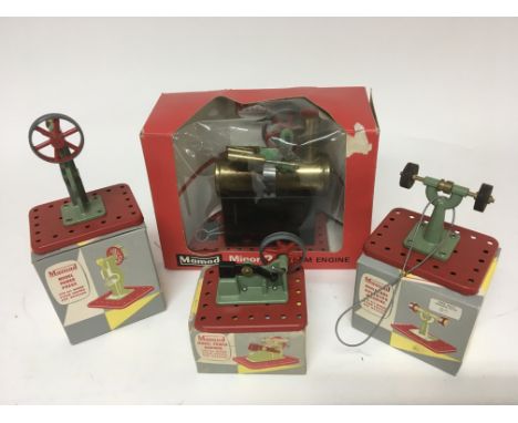 Mamod steam engine boxed also including boxed model power press, model power hammer, mini grinding machine