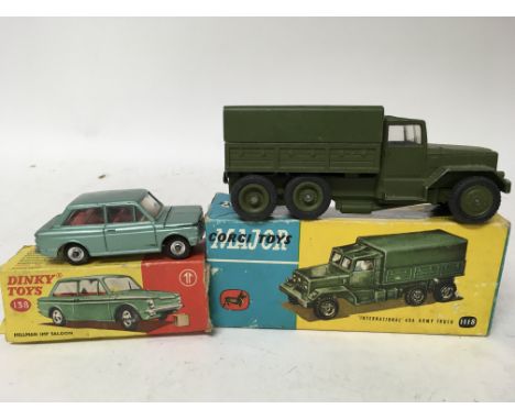 A Dinky Hillman Imp (138), a Corgi major army truck (1118)