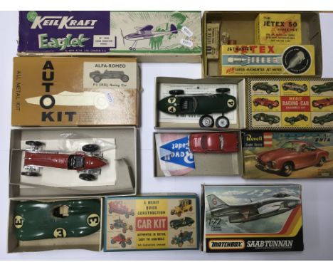 A collection of boxed plastic model kits including Merit, Autokit, Revell etc