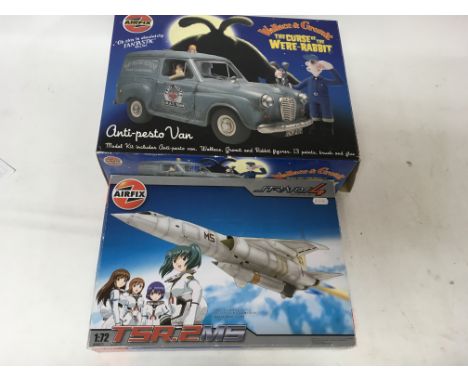 A boxed Wallace and Gromit The curse of the we're rabbit  together with a boxed Airfix 1/72 scale Stratos 4 spaceship