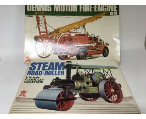 Bandai boxed model kits of A Dennis motor Fire engine and A Steam road roller