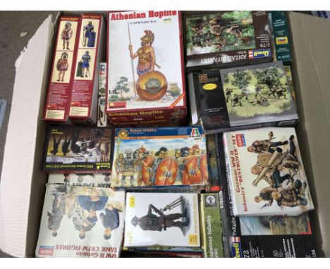 A Large collection of boxed plastic model kits of Military and Historical person by Revell, Airfix, Italeri, Hat, Bandai, Tam